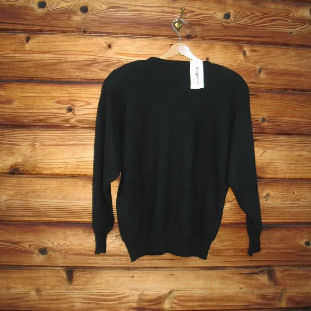 NWT Vintage 80's Black Wool Angora Sweater